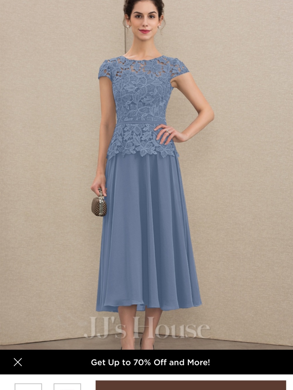JJs House Blue Lace Bodice Midi Dress